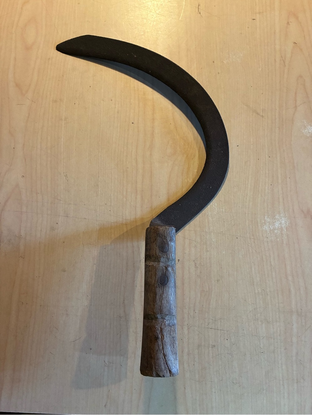 Hand Crafted Black and Brown Curved Harvest Sickle